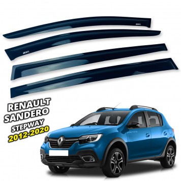 Дефлекторы окон Renault Sandero / Stepway 2012-2020 накладные (DEFL) Q2